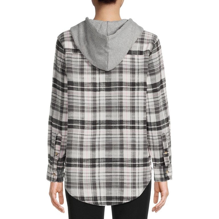 Time And Tru Women's Hooded Flannel - Walmart.com