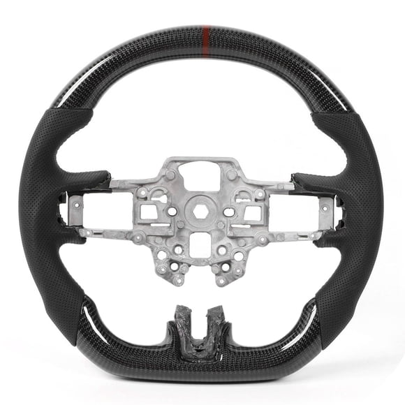 Volant de Direction Volant de Remplacement Voiture Modifié Accessoire en Fibre de Carbone Volant en Cuir Préforé avec Coutures Ajustement pour EcoBoost GT Shelby GT350 /GT350R 2018-2020rouge
