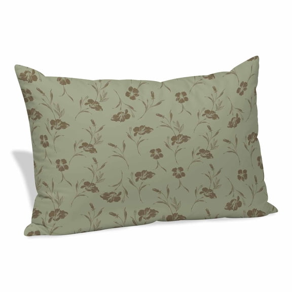 Sage Green Floral Pillow Covers, Linen Long Throw Pillow Case, Vintage Spring Botanical Flowers Holiday Pillow Protector Decorative Cushion Cover for Living Room/Bedroom 20" x 30"