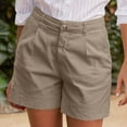 thumbnail image 6 of HomeDM Cargo Shorts for Women Casual Summer High Waisted Shorts with Pockets Comfy Athletic Lounge Shorts - Khaki/L, 6 of 9