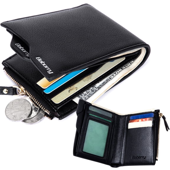 Venoro Mens RFID Blocking Leather Wallet Credit Card ID Holder Zipper Purse, Men Gift
