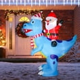 thumbnail image 2 of 8FT Dinosaur Christmas Inflatable, Christmas Inflatables Outdoor Decoration, Santa Claus Rides a Dinosaur Christmas Inflatable with Built-in Led Lights for Outdoor Party Lawn Garden Decoration, 2 of 6