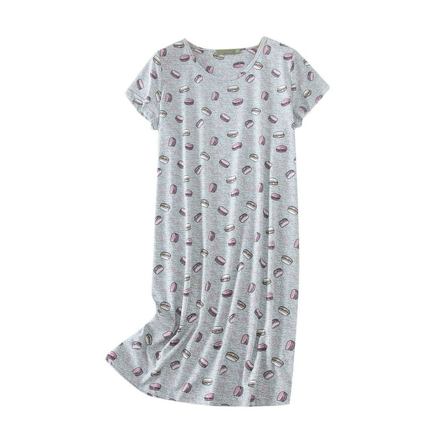 2025 Chemise de Nuit en Coton pour Femmes Vêtements de Nuit Chemises de Nuit en Coton Femmes Manches Courtes Chemise Décontractée Chemises de Nuit en Coton Manches Courtes Imprimé