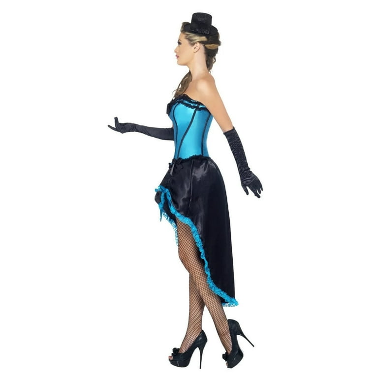 Burlesque Dancer Costume Adult Blue Black Dress Burlesque Dancer Costume Adult Blue Black Dress