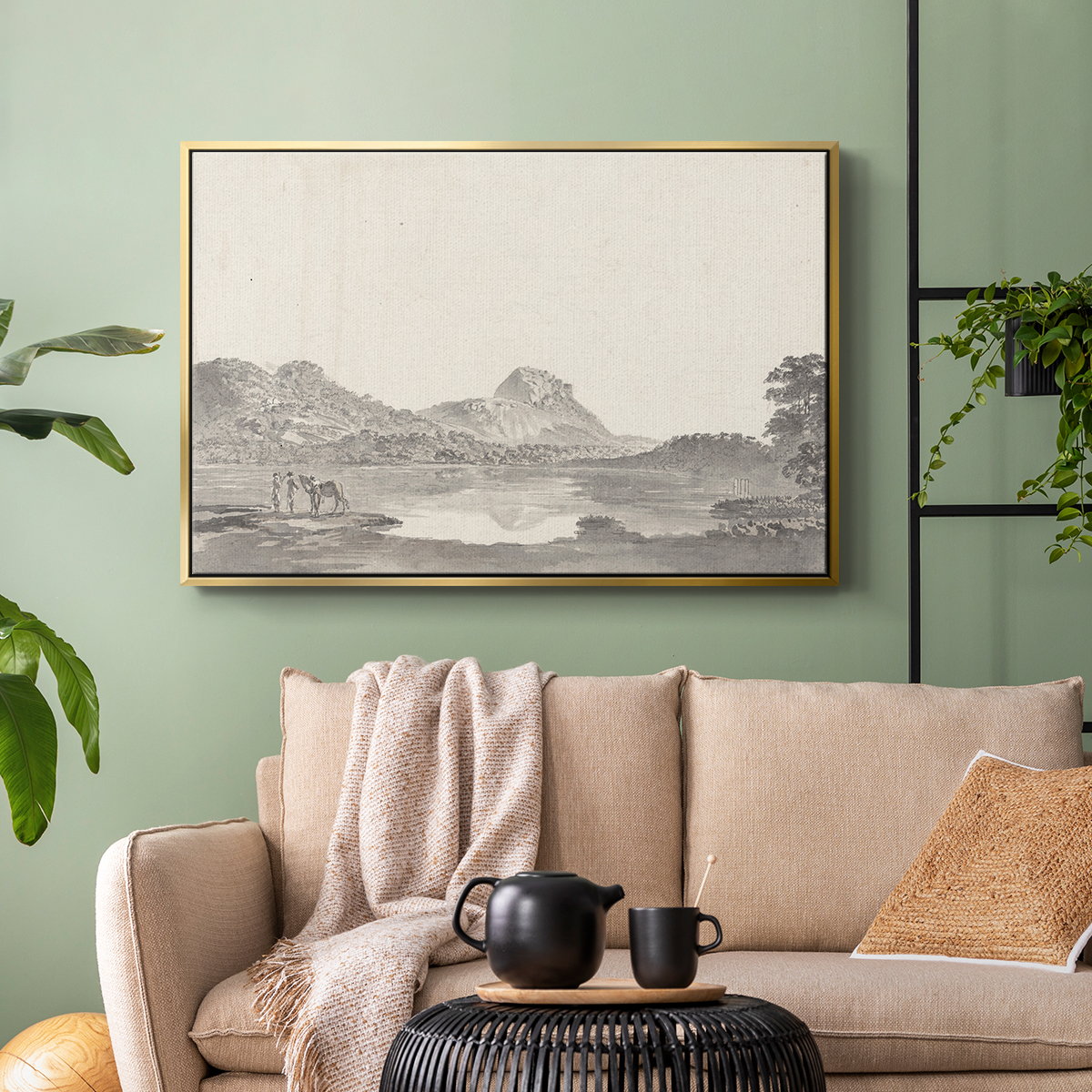 Vintage Landscape-CCCLXXIII By Wexford Home Framed in Gold Wood Gallery Wrapped Canvas 27 in. x 41 in.