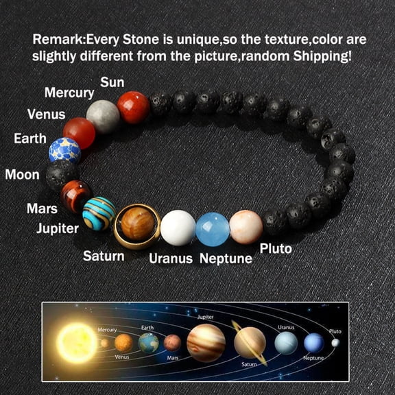 SmartBy Solar System Bracelet Natural Stone Beaded Bracelet Universe Eight Planets Jewelry Accessories Best Friends Gift for Him Her Men Women