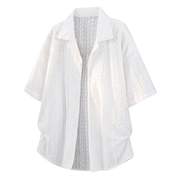 Telankuip Japanese Style Summer Men's Button down Shirts Lightweight Loose Fit Jacquard Weave Textured Short Sleeve Casual Top for Beach Vacation and Daily Wear White XL
