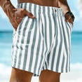 thumbnail image 3 of Migroa Mens Mid Waist Stripe Shorts Formal Casual Breathable Summer Bottoms Lightweight Holiday Beach Shorts with Pockets Green S, 3 of 3