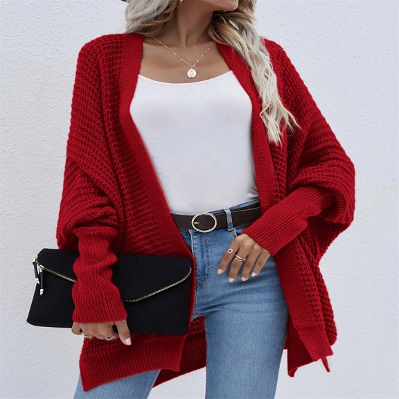 AOOCHASLIY 2023 Womens Sweater Women's Fashion Winter Leisure Long Sleeved Solid Color Knitted Cardigan Sweater