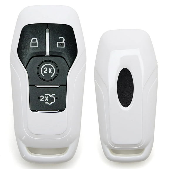 Glossy Metallic White Exact Fit Key Fob Shell Cover For Ford or Lincoln 4/5-Button Intelligent Access Key