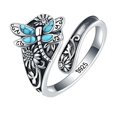 thumbnail image 3 of Rings for Women S925 Sterling Silver Turquoise /Butterfly Spoon Vintage Bohemian Sunflower Thumb Oxidized Wrap Style Antique Floral Jewelry Mother's Day Valentine's Day Ring Gifts, 3 of 5