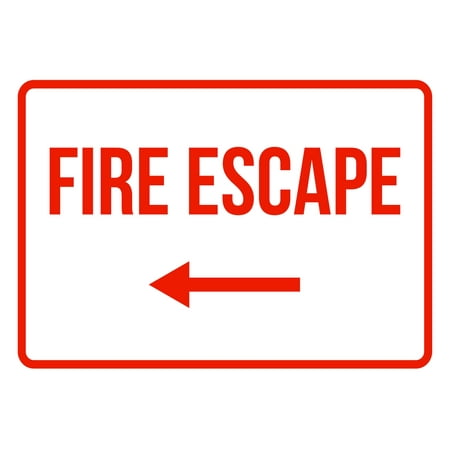 - Fire Escape Left Arrow No Parking Business Safety Traffic Signs Red - 7.5x10.5