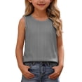 thumbnail image 2 of Eltusu Girls Tank Tops, Cotton Crew Neck Comfort Summer Sleeveless T-Shirts Black Size 7-8 T, 2 of 6