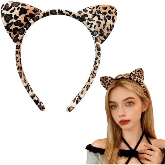 Cute Leopard Ear Headband for Women, Ear Hairbands for Halloween Party Costume Accessories