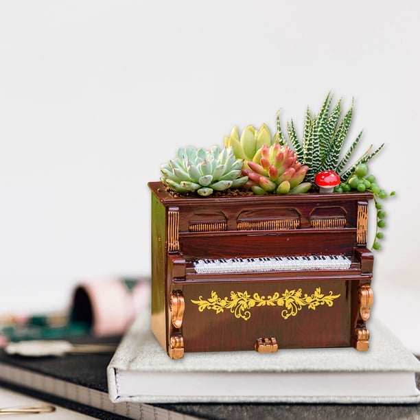 Resin Vintage Piano Planter Pot for Indoor Plants – 5.11 in x 3.93
