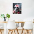 thumbnail image 3 of Zen Water Lily Canvas Wall Art Funny Pink Floral and Stone on Water Wall Art for Living Room Spa Framed Wall Art Ready to Hang for Bathroom Bedroom Office Wall Decor Painting, 24L X 16W inches, 3 of 6
