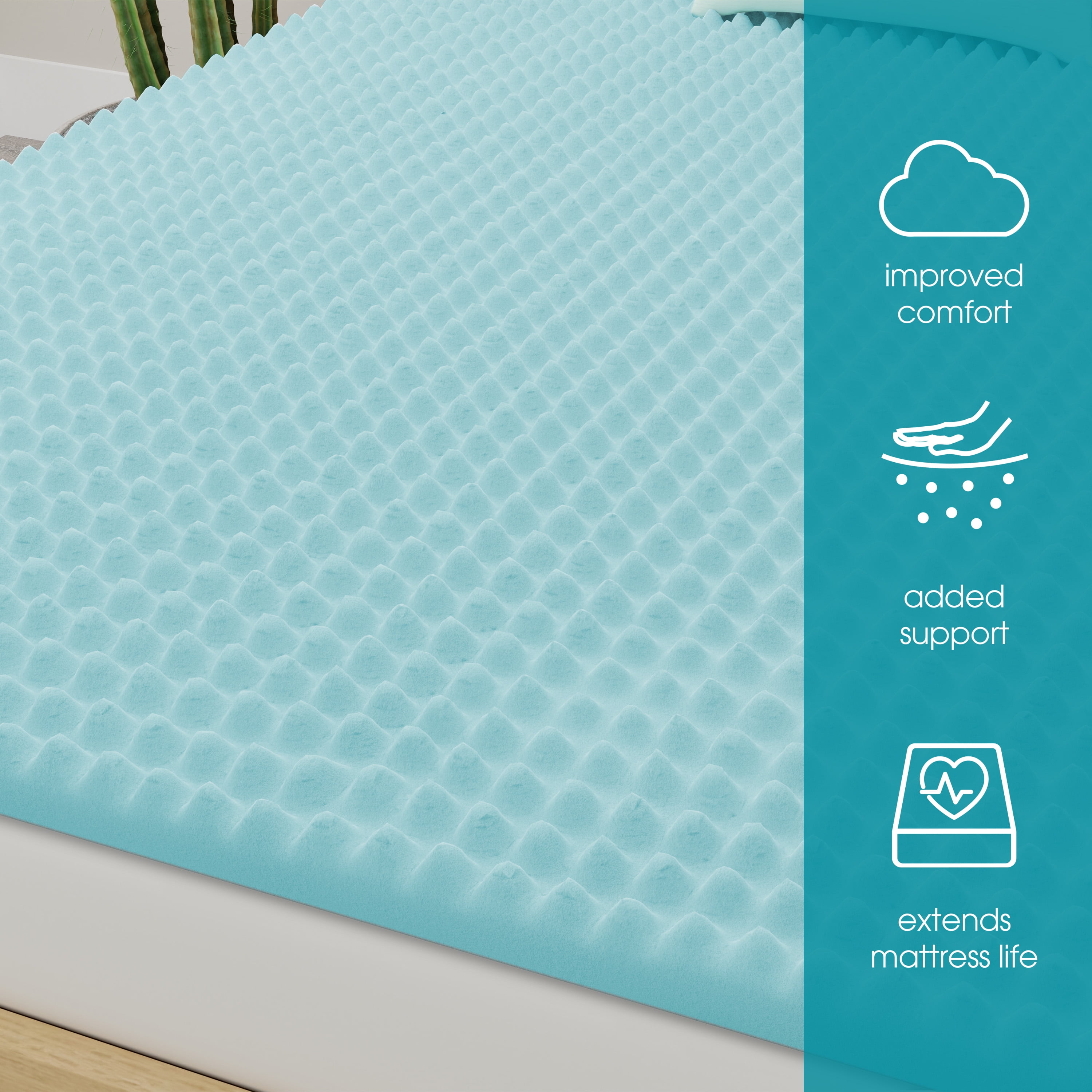 COMFORTZEN® 7,6 cm (3 po) Surmatelas en Mousse à Mémoire Fusion De Gel d Mousse a mémoire confortable réversible