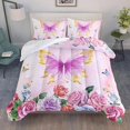 thumbnail image 3 of Butterfly Comforter Set for Girls Kids Adults Butterfly Rose Bedding Set, 3 of 6