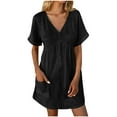 thumbnail image 7 of Simua Women's Rompers for Summer Casual Loose Short Sleeve V-neck Shorts Outfits Lightweight One Piece Solid Color Jumpsuits with Pockets, 7 of 7