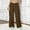 Brown, variant on Womens Navy High Waisted Cargo Pants | 100% Polyester Elastic Crisscross Waist | Multiple Cargo Pockets Casual Utility All-Day Comfort,Size S
