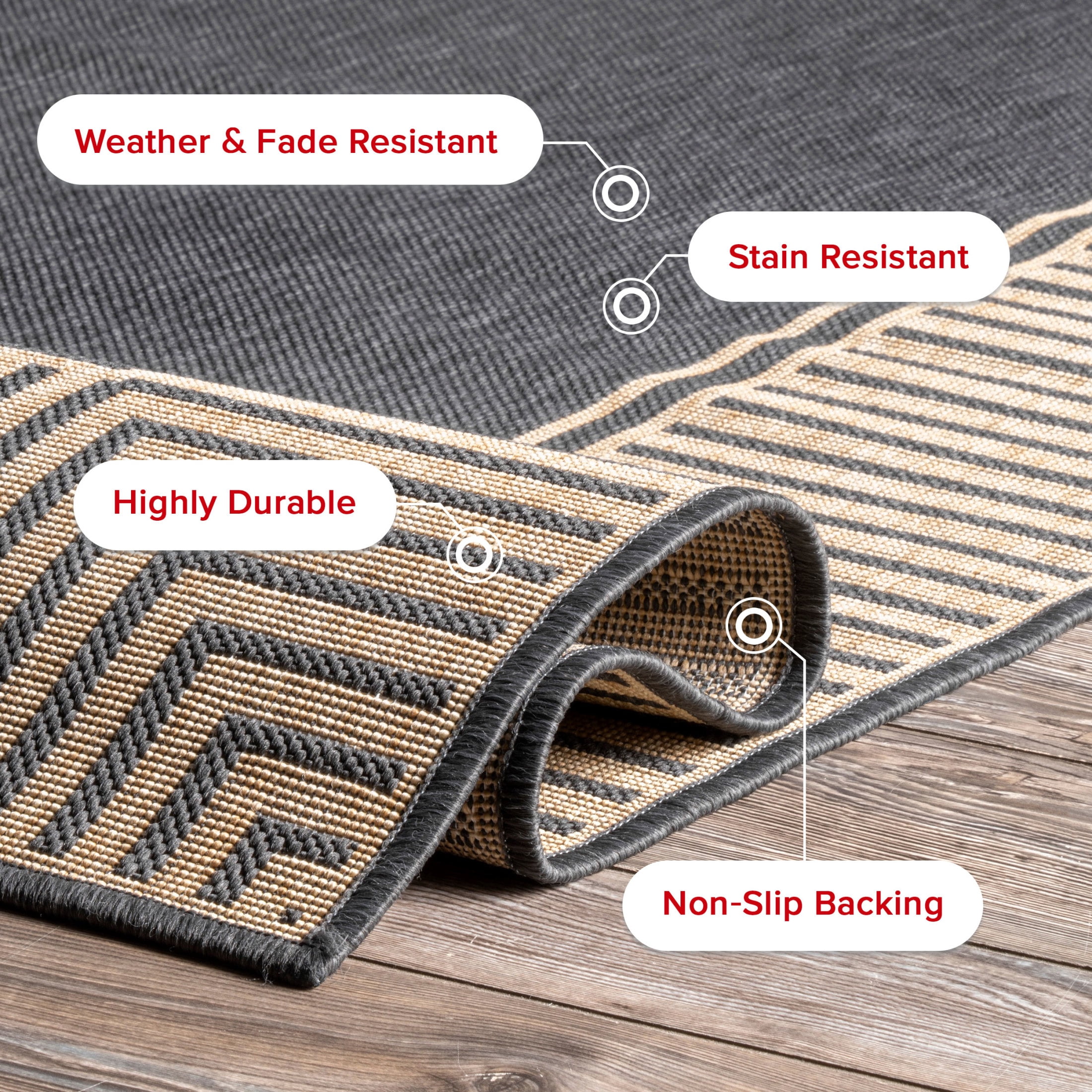nuLOOM Asha Simple Striped Indoor/Outdoor Area Rug, 4' x 6', Asha Dark Grey