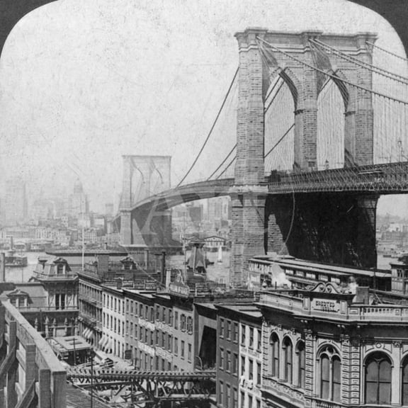 Brooklyn Bridge, New York, USA, 1901, Scenic Unframed Photographic Print Wall Art by Underwood Underwood Sold by ArtCom