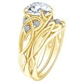 thumbnail image 2 of AFFY 2.09 Carat Round Shape Moissanite & Natural Diamond Unique Engagement Ring Set 14K Solid Yellow Gold Ring Size-9.5, 2 of 2