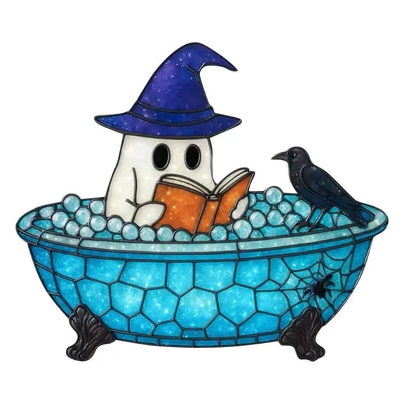 KOYPTL Halloween Party Ghost Bubble Bath Lamp, Halloween Ghost Night Light, Cute LED Lamp for Bathroom Decor, Ghost-Themed Bathtub Lamp for Halloween Party or Gift