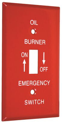 Oil Burner Switch Plate Cover Red Metal Emergency 