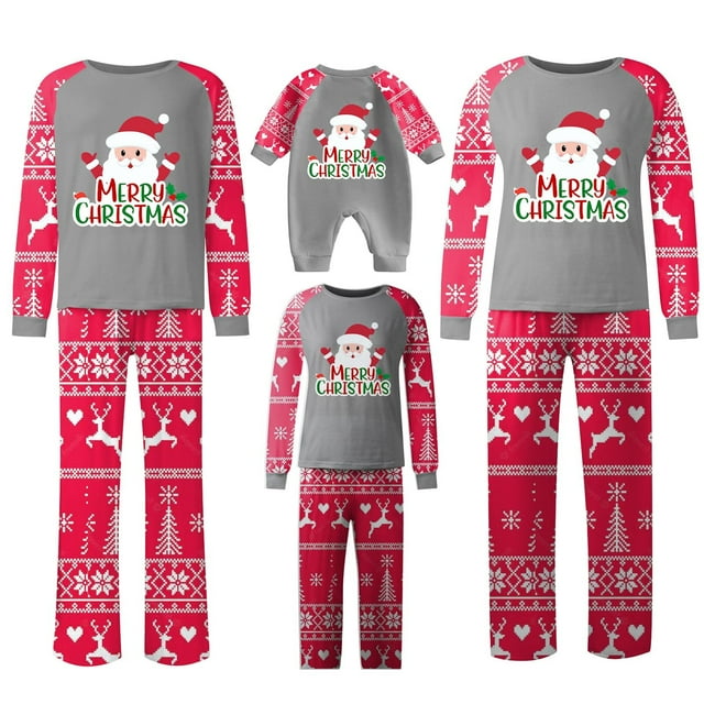 Pyjamas de Noël Assortis pour la Famille, Tenues Assorties Colorées pour un Style Familial Cohésif (Rouge)