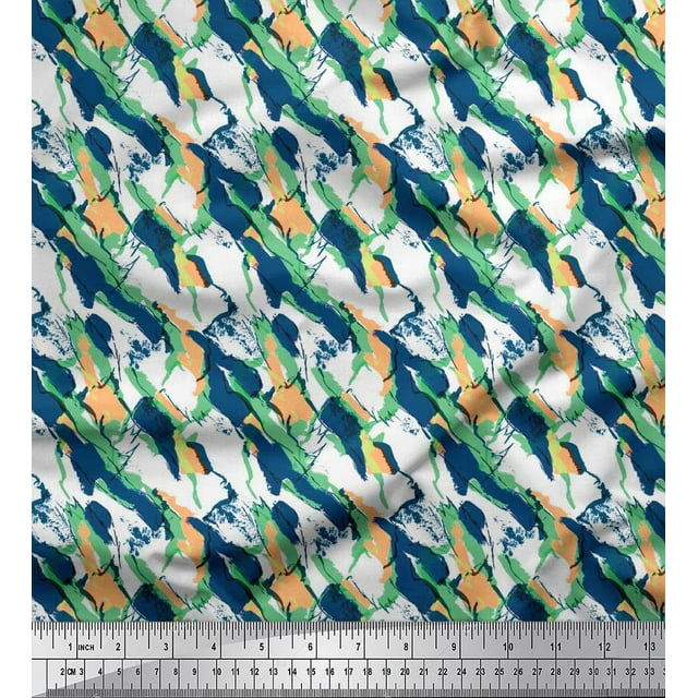Soimoi Moss Georgette Fabric Brush Stroke Abstract Fabric Prints By Yard 42 Inch Wide