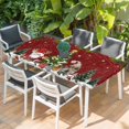 thumbnail image 2 of Red Christmas Table Cloths for 4 Foot Rectangle Tables, Gnomes Xmas Tree Snowflake Winter Gifts Patio Waterproof Elastic Fitted Tablecloths, Washable Rectangular Table Cover for Camping, 2 of 8