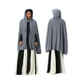 thumbnail image 2 of nvzhuang Women's Winter Hooded Cape Coats Button Loose Fit Simple Solid Warm Cloaks Short Cape Jackets Outwears, 2 of 8