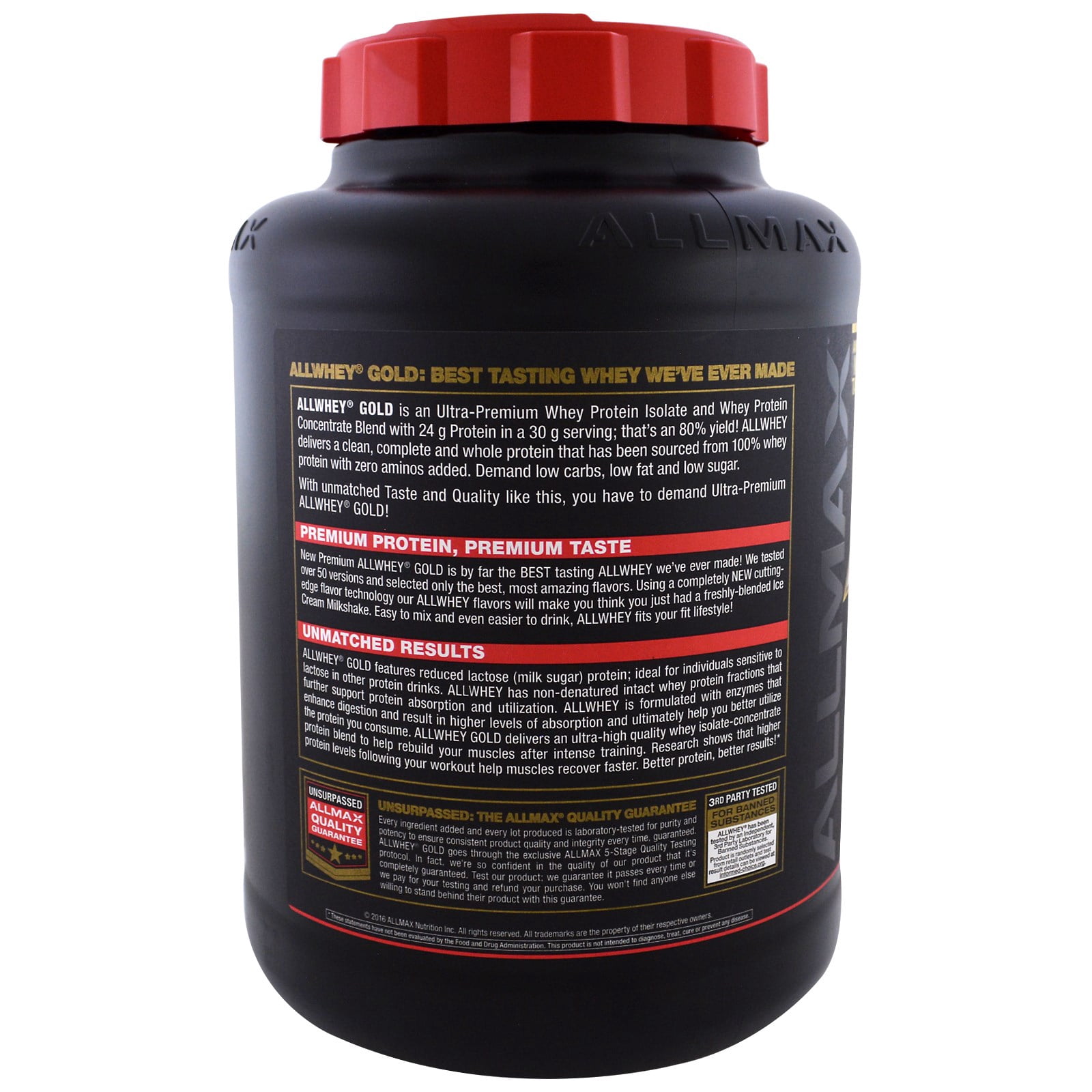 Gold AllWhey, Premium Whey Protein, Strawberry, 5 lbs (2.27 kg), ALLMAX