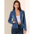 thumbnail image 3 of INSPIRE CHIC Chaqueta de mezclilla lavada de manga larga con botones y solapa con muesca para mujer Azul Medio L, 3 of 6