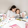 thumbnail image 4 of Castle Fairy Floral Letter M Hummingbird Twin Comforter Sets 3-Piece for Girls,Watercolor Animal Flower Bedding Set, 4 of 6
