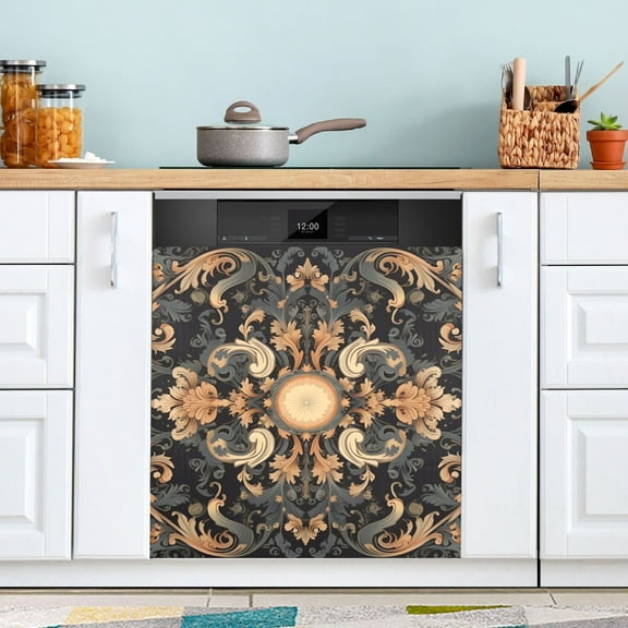 Flower Floral Mandala Dishwasher Magnet Cover Magnetic Fridge Door Cover Home Kitchen Decor 23"x 26"