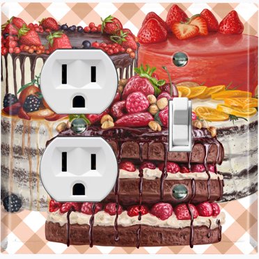 Metal Light Switch Plate Cover Elegant Chocolate Cake Dessert CAK010