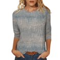 thumbnail image 1 of Blouse pour Femmes T-shirt Imprimé Col Rond Manches Trois-Quarts Ample, 1 of 4