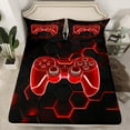 thumbnail image 2 of Castle Fairy Abstract Gamer Twin Sheet Sets 3pcs for Children Teens,Geometric Honeycomb Twin Fitted Sheet Microfiber,Hexagon Gamepads Breathable Flat Sheet,Super Cozy Room Decor, 2 of 7