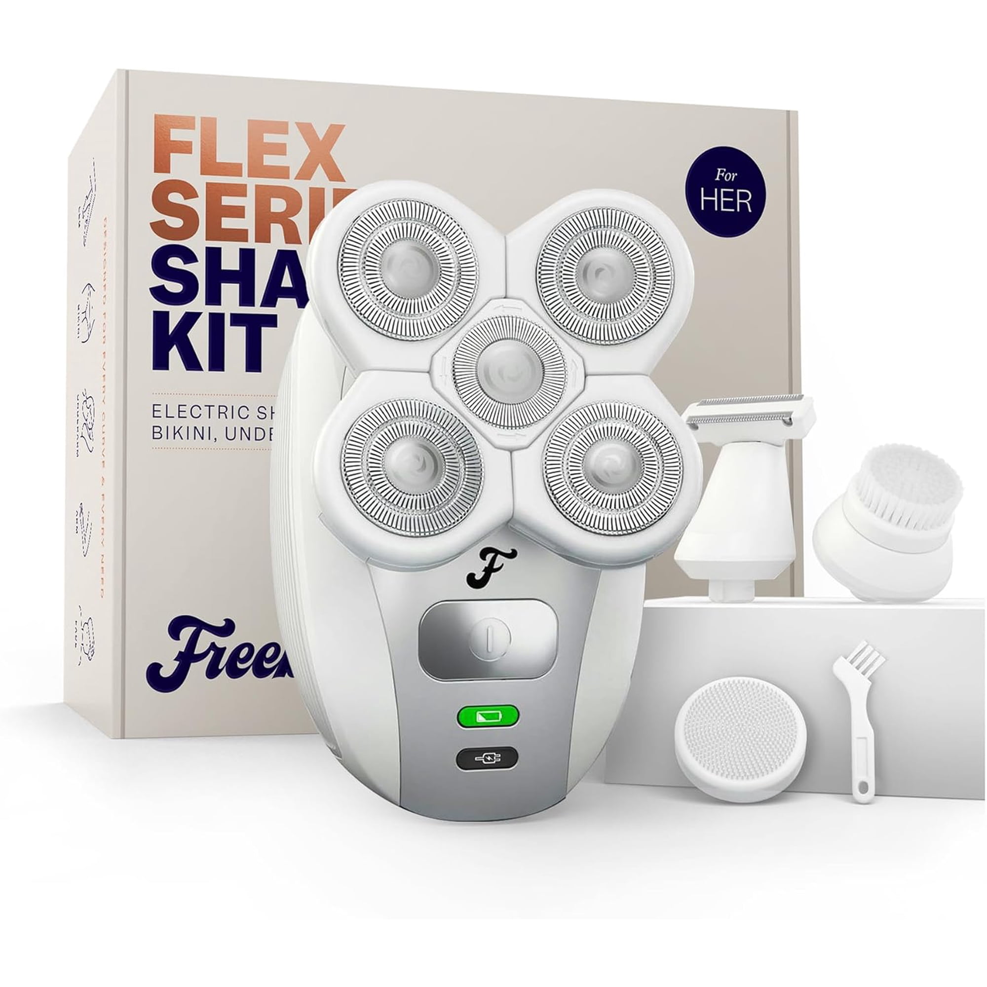 Freebird FlexSeries Kit Electric Razor for Women - Silk Smooth Legs, Body Hair, & Pubic Shaver - for Private Area, Sensitive Skin, Bikini Trimmer Kit