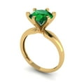 thumbnail image 2 of Clara Pucci 14K Yellow Gold Solid Gold Emerald Solitaire Anniversary Ring for Women - 2.5 cttw Round Cut, 2 of 8