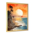 thumbnail image 2 of Designart "Strip of Coastal Paradise under Sunset Glow I" Coastal Framed Wall Art - Coastal Orange Coastal Minimalism Living Room Framed Canvas Art, 2 of 6
