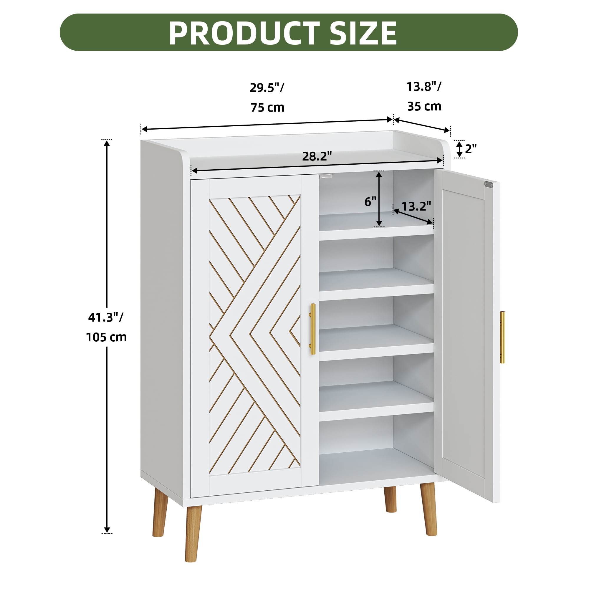 Uforic 5 Tiers Shoe Cabinet for Hallway, Modern Shoe Rack Organizer with Doors for Entryway/Closet