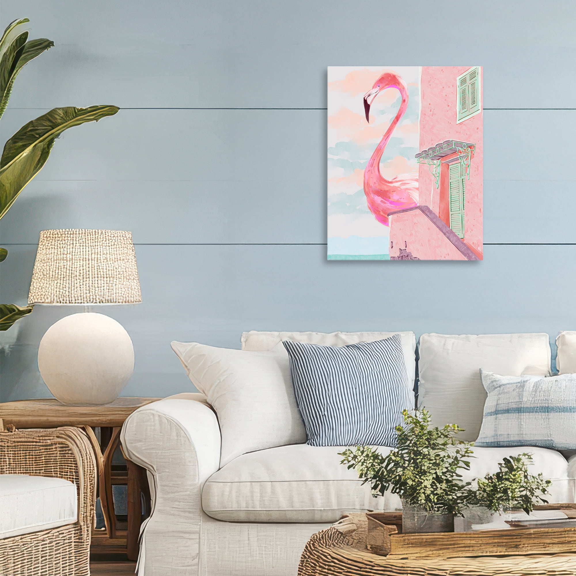 Stupell Industries Giant Flamingo with Seaside Balcony Canvas Wall Art, design by Ziwei Li