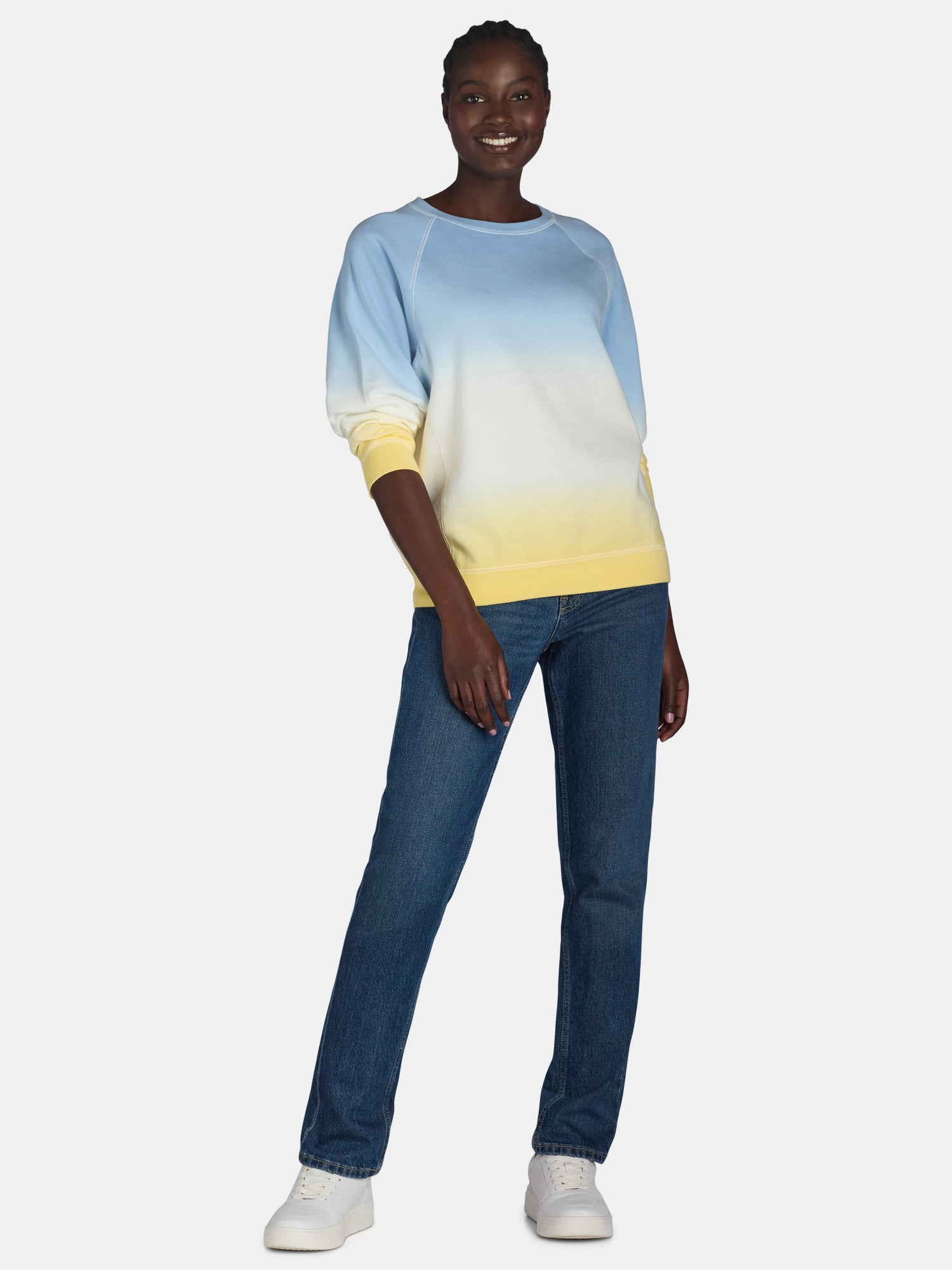Time and Tru Women’s Washed Sweatshirt with Long Sleeves, Sizes S-XXXL