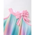 thumbnail image 4 of Kucnuzki 7 Years Big Girls Dress 8 Years Big Girls Summer Clothes Sleeveless Off-the-shoulder Dress Color Gradient Bow Dress One-piece Overalls Clothing Multicolor 7-8 Years, 4 of 8