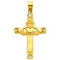 thumbnail image 1 of Jewelry 14k Yellow Gold Fancy Claddagh Cross Religious Pendant, 1 of 1