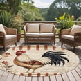 thumbnail image 4 of Vintage Rooster Large Round Rug 8 FT, Non Slip Living Room Area Carpet, Watercolor Spring Floral Farmhouse Animals Washable Soft Circle Rug Non-Shedding Floor Carpet for Bedroom Office Dining Room, 4 of 9
