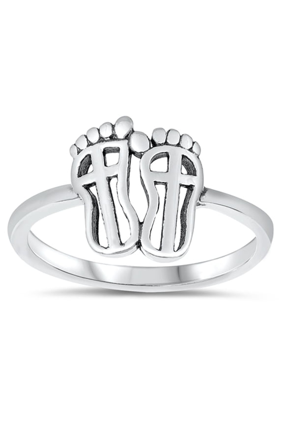Unique Open Cross Footprints Religious Sterling Silver Ring 925 Jewelry Female Male Unisex Size 10